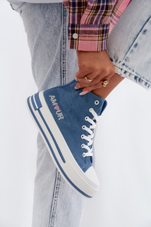 Zapatos casual azules de caña alta con plataforma Liline