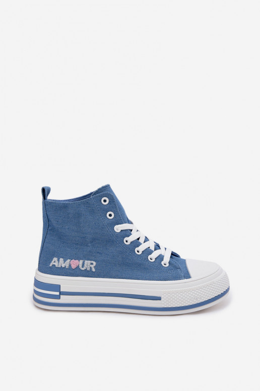 Zapatos casual azules de caña alta con plataforma Liline
