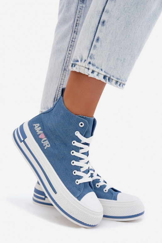 Zapatos casual azules de caña alta con plataforma Liline