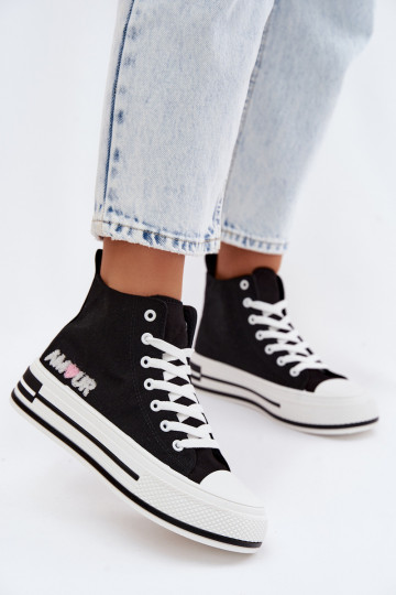 Zapatos casual negros de caña alta con plataforma Liline 2