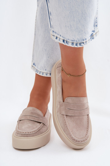 MocasinesActivadoturalnego de gamuzau con una plataforma Vinceza 79594 beige
