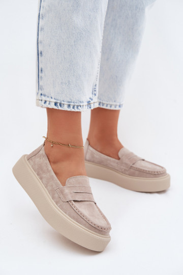 MocasinesActivadoturalnego de gamuzau con una plataforma Vinceza 79594 beige 2