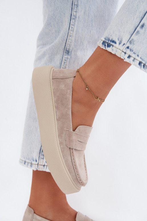 MocasinesActivadoturalnego de gamuzau con una plataforma Vinceza 79594 beige