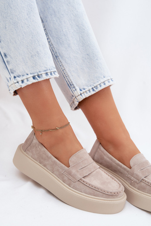 MocasinesActivadoturalnego de gamuzau con una plataforma Vinceza 79594 beige