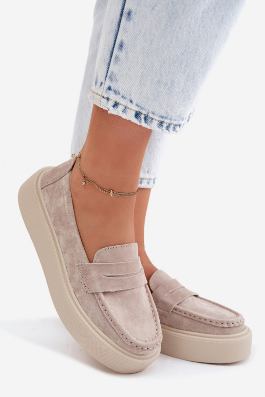 MocasinesActivadoturalnego de gamuzau con una plataforma Vinceza 79594 beige