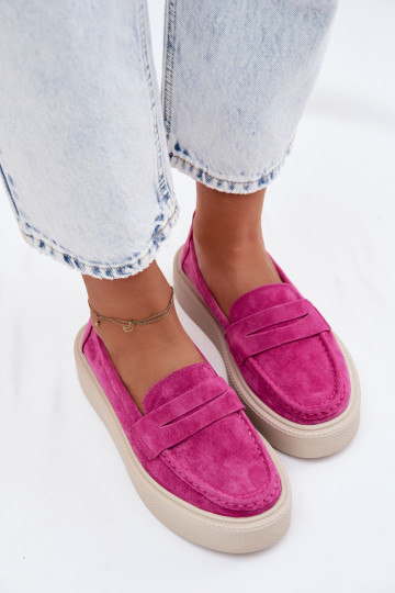 Mocasines de ante sintético rosa con plataforma Vinceza 79594