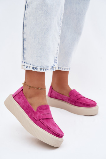 Mocasines de ante sintético rosa con plataforma Vinceza 79594 2