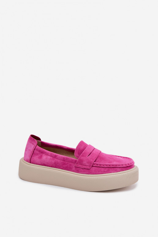 Mocasines de ante sintético rosa con plataforma Vinceza 79594
