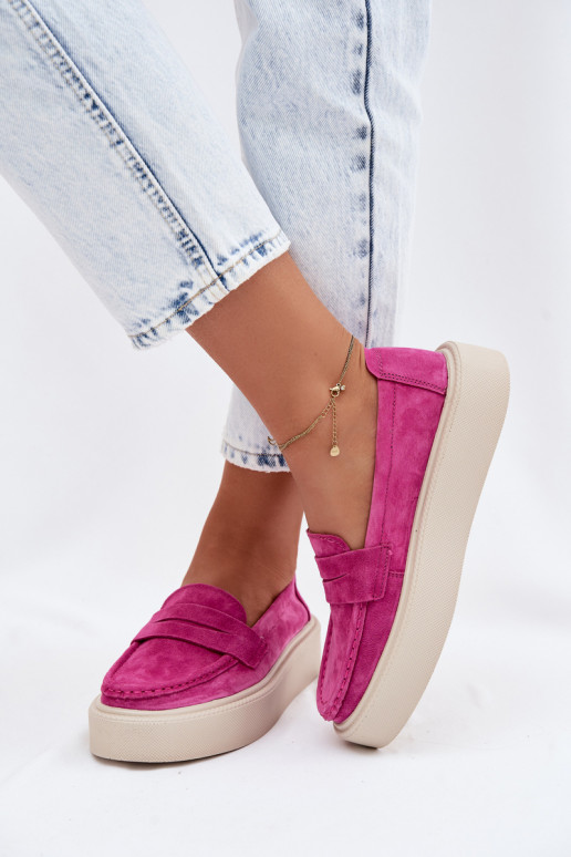 Mocasines de ante sintético rosa con plataforma Vinceza 79594