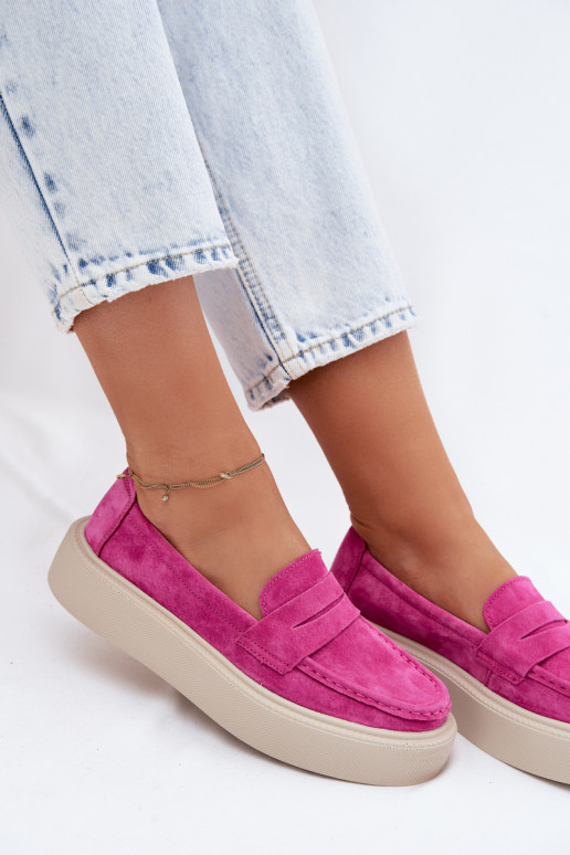 Mocasines de ante sintético rosa con plataforma Vinceza 79594