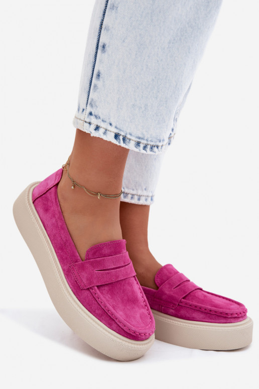 Mocasines de ante sintético rosa con plataforma Vinceza 79594