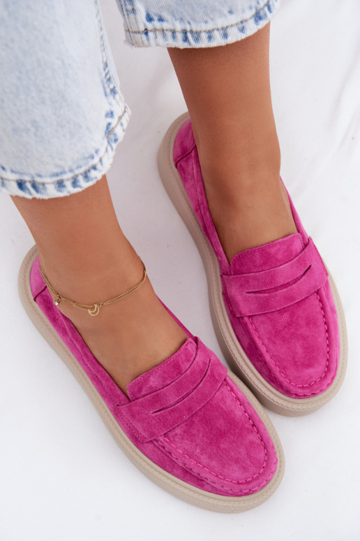 Mocasines de ante sintético rosa con plataforma Vinceza 79594