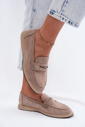 Mocasines de ante sintético color arena para mujer Vinceza 62273