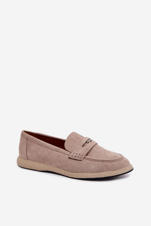 Mocasines de ante sintético color arena para mujer Vinceza 62273