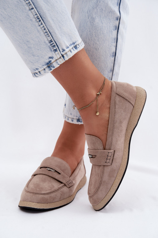 Mocasines de ante sintético color arena para mujer Vinceza 62273