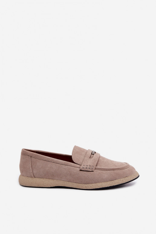 Mocasines de ante sintético color arena para mujer Vinceza 62273