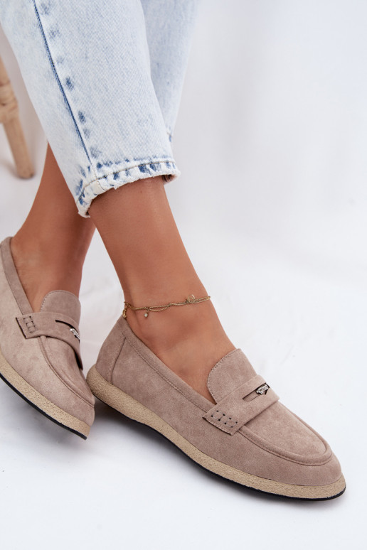Mocasines de ante sintético color arena para mujer Vinceza 62273