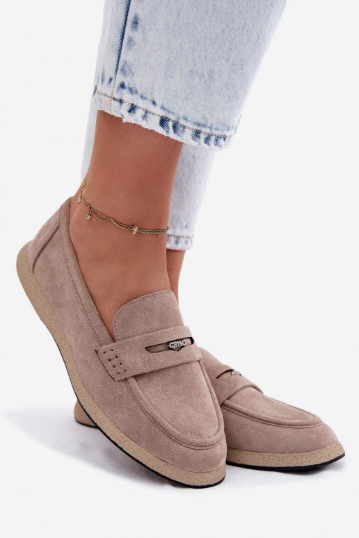 Mocasines de ante sintético color arena para mujer Vinceza 62273