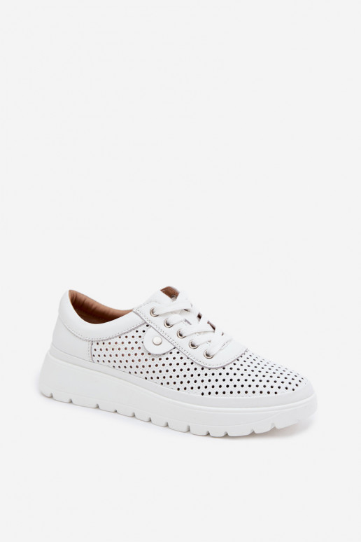 Zapatos de cuero perforados blancos para mujer Vinceza 79629