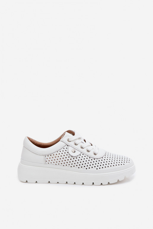 Zapatos de cuero perforados blancos para mujer Vinceza 79629