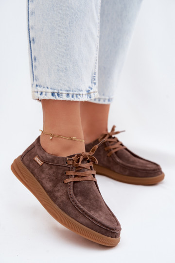 Zapatos de ante sintético marrones Vinceza 95391 2