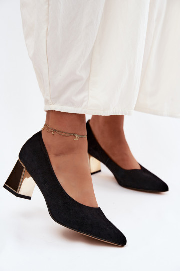 Zapatos de tacón de ante sintético negros Vinceza 66921 2