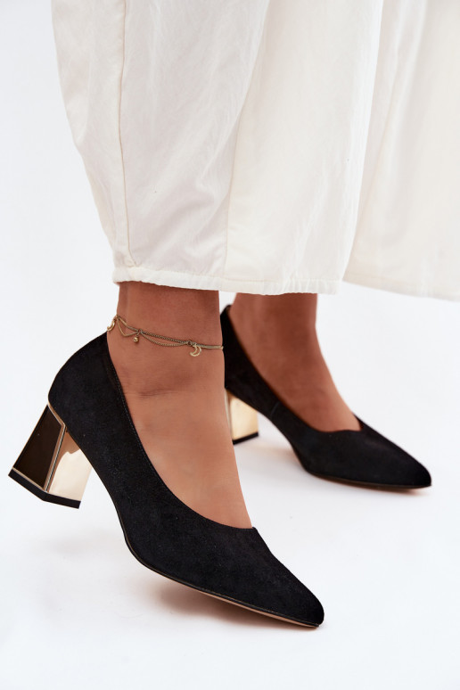 ZapatosActivadoturalnego de gamuzau con tacones Vinceza 66921 de color negro