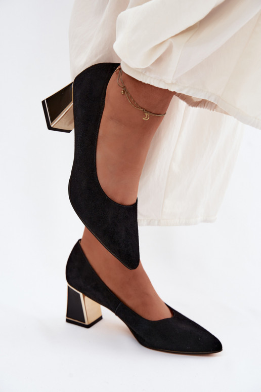 ZapatosActivadoturalnego de gamuzau con tacones Vinceza 66921 de color negro