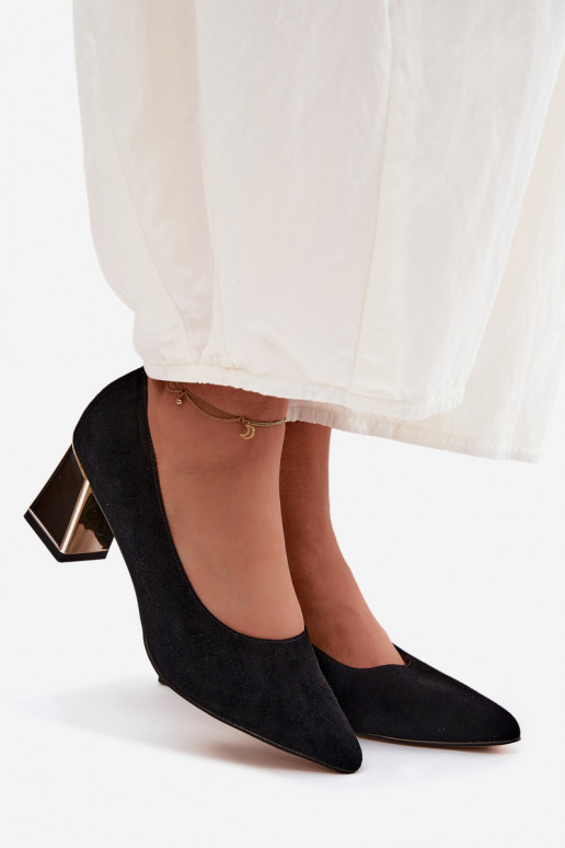 ZapatosActivadoturalnego de gamuzau con tacones Vinceza 66921 de color negro