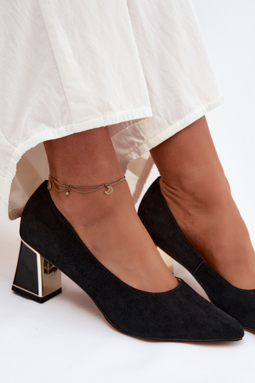 ZapatosActivadoturalnego de gamuzau con tacones Vinceza 66921 de color negro