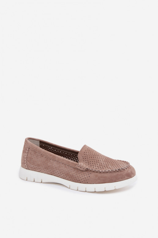 Mocasines de ante sintético color arena para mujer Vinceza 95360