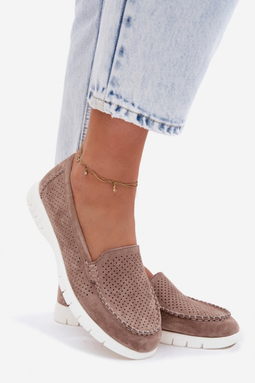 mocasines de mujerActivadoturalnego de gamuzau Vinceza 95360 beige