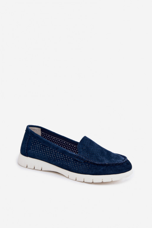 Mocasines de ante sintético azul oscuro para mujer Vinceza 95360