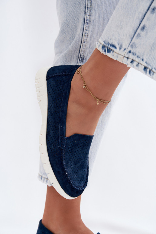 mocasines de mujerActivadoturalnego de gamuzau Vinceza 95360 azul oscuro