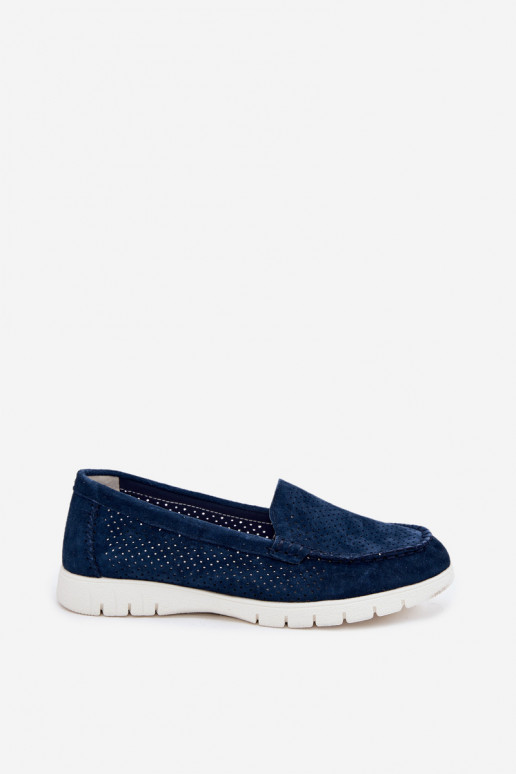 Mocasines de ante sintético azul oscuro para mujer Vinceza 95360