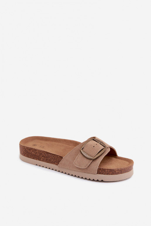 Zapatillas de ante color arena para mujer con hebillas Emiline