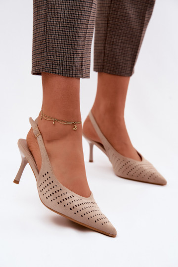 Sandalias caladas Femenino con tacones finosImitacji de gamuzau beige Torielle