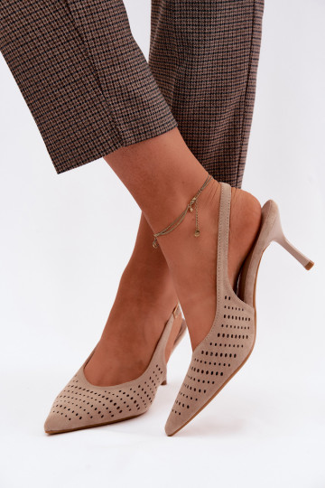 Sandalias caladas Femenino con tacones finosImitacji de gamuzau beige Torielle 2