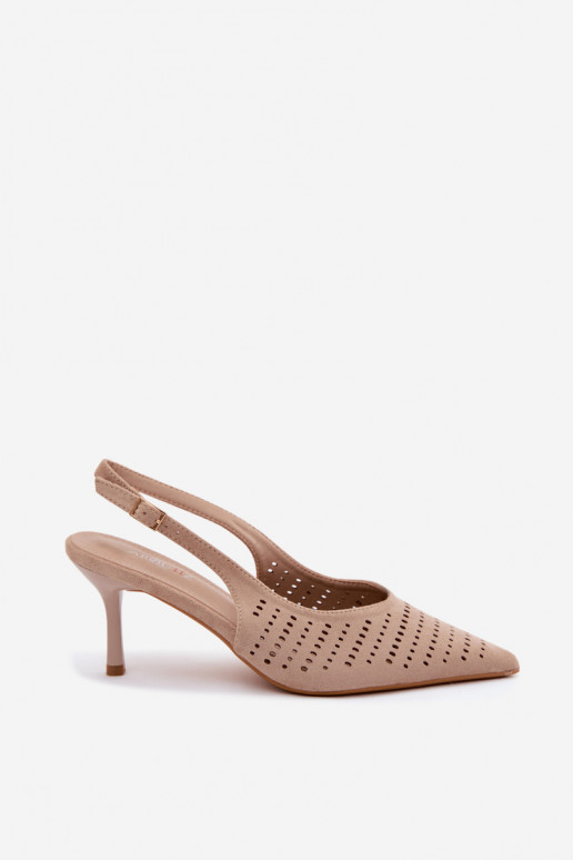 Sandalias caladas Femenino con tacones finosImitacji de gamuzau beige Torielle