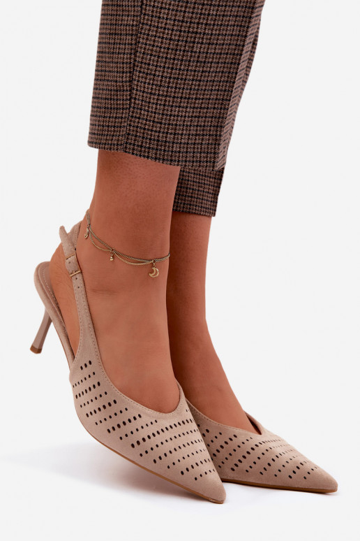 Sandalias caladas Femenino con tacones finosImitacji de gamuzau beige Torielle