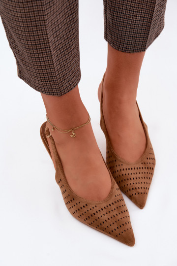 Sandalias caladas Femenino con tacones finosImitacji de gamuzau color marrón Torielle