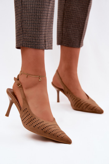 Sandalias caladas Femenino con tacones finosImitacji de gamuzau color marrón Torielle 2