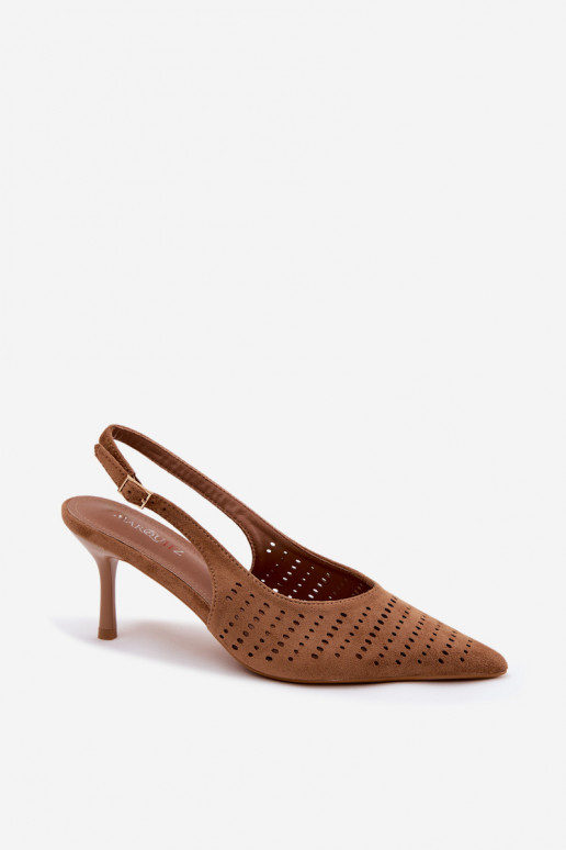 Sandalias caladas Femenino con tacones finosImitacji de gamuzau color marrón Torielle