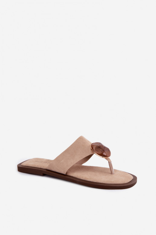 Zapatillas planas color arena con adornos de ante sintético Selvessa