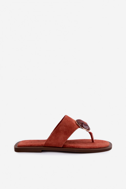 Zapatillas planas naranjas con adornos de ante sintético Selvessa