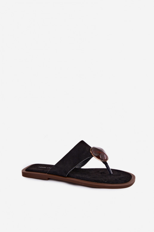 Zapatillas planas negras con adornos de ante sintético Selvessa