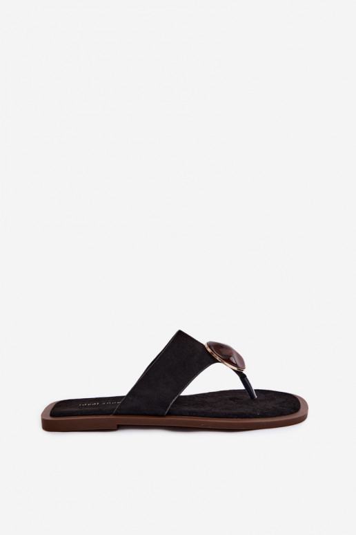 Zapatillas planas negras con adornos de ante sintético Selvessa
