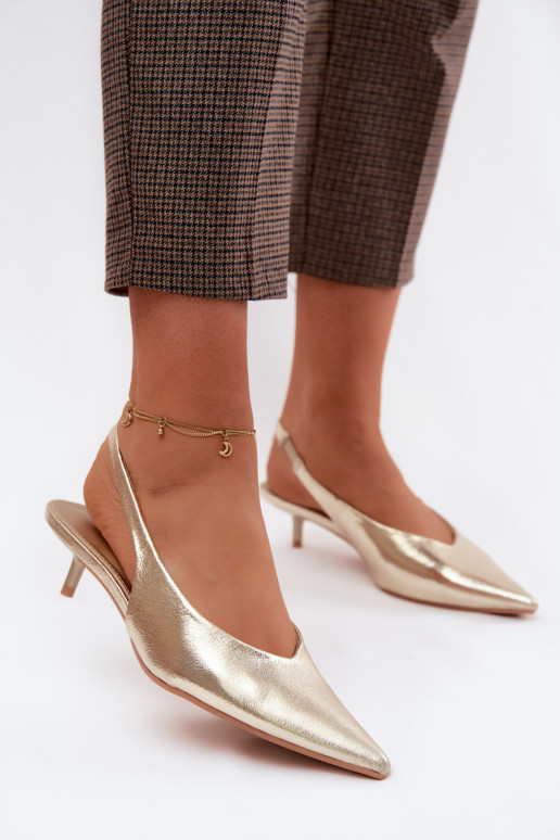 Sandalias de mujerImitacji Skóry con tacones color dorado Averelle