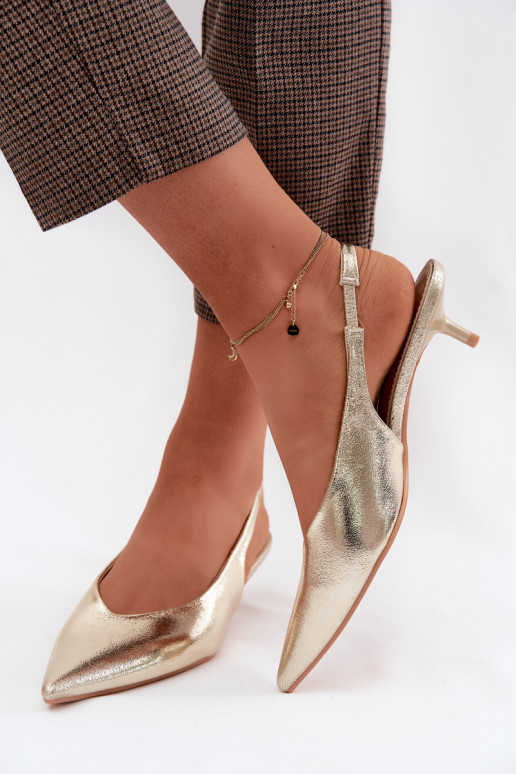 Sandalias de mujerImitacji Skóry con tacones color dorado Averelle