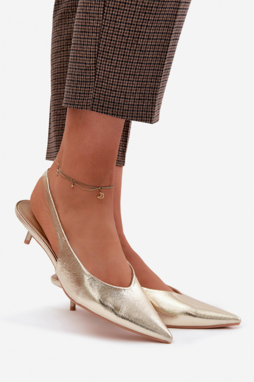 Sandalias de mujerImitacji Skóry con tacones color dorado Averelle